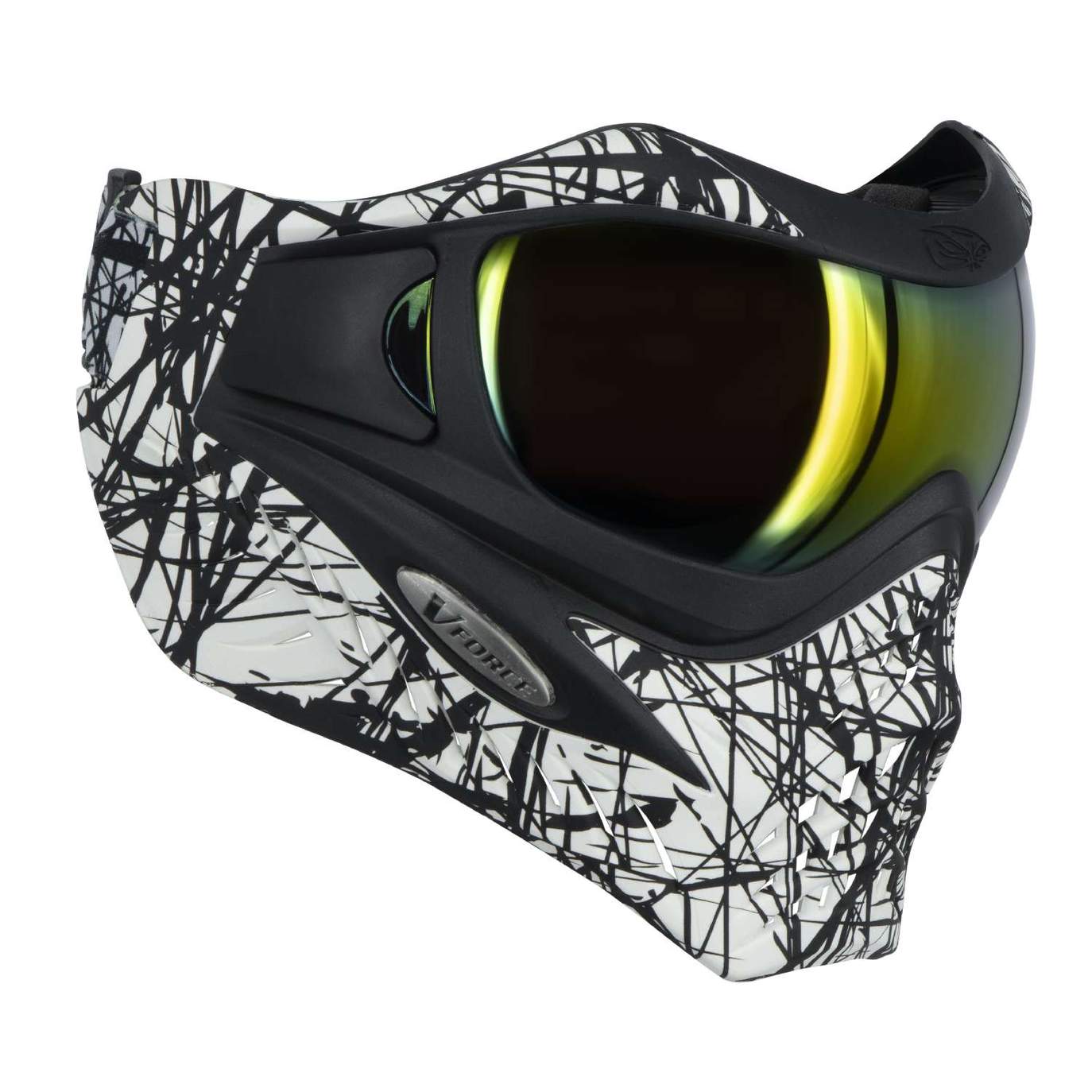 VForce Grill - SE Webbing Paintball Mask (Includes TWO Lenses) - White w/ Black Splash