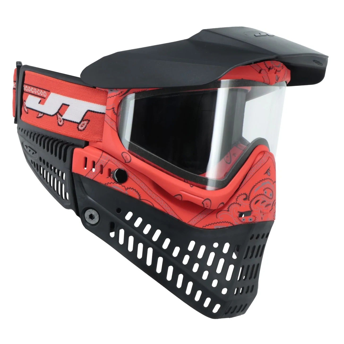JT Bandana Series Proflex Paintball Mask - Red w/ Clear and Smoke Thermal Lens