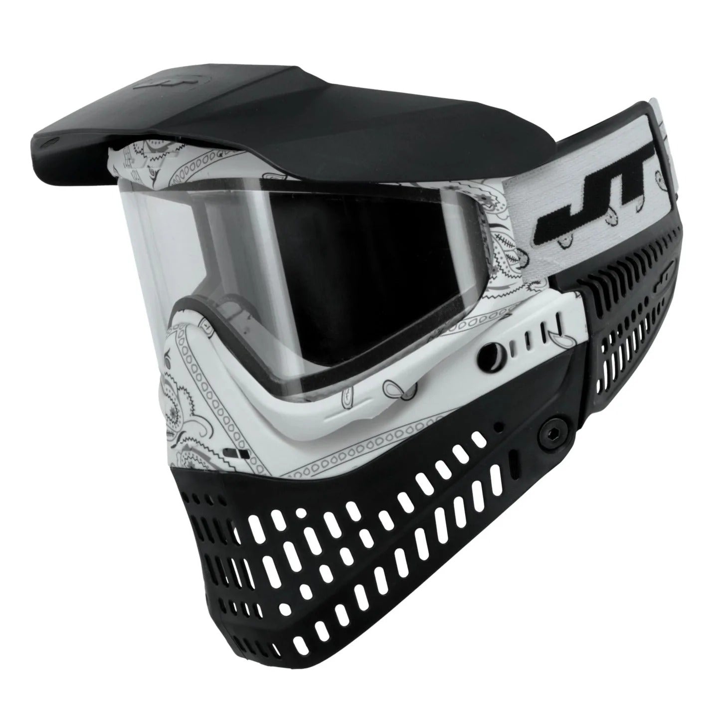 JT Bandana Series Proflex Paintball Mask - White w/ Clear and Smoke Thermal Lens