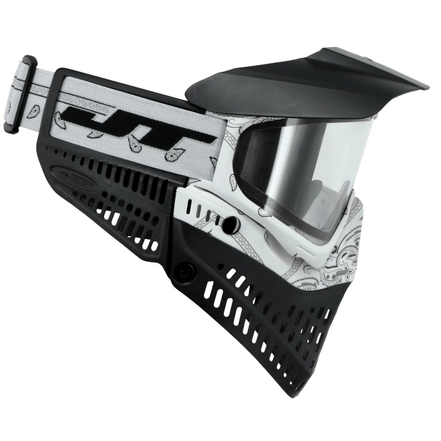 JT Bandana Series Proflex Paintball Mask - White w/ Clear and Smoke Thermal Lens