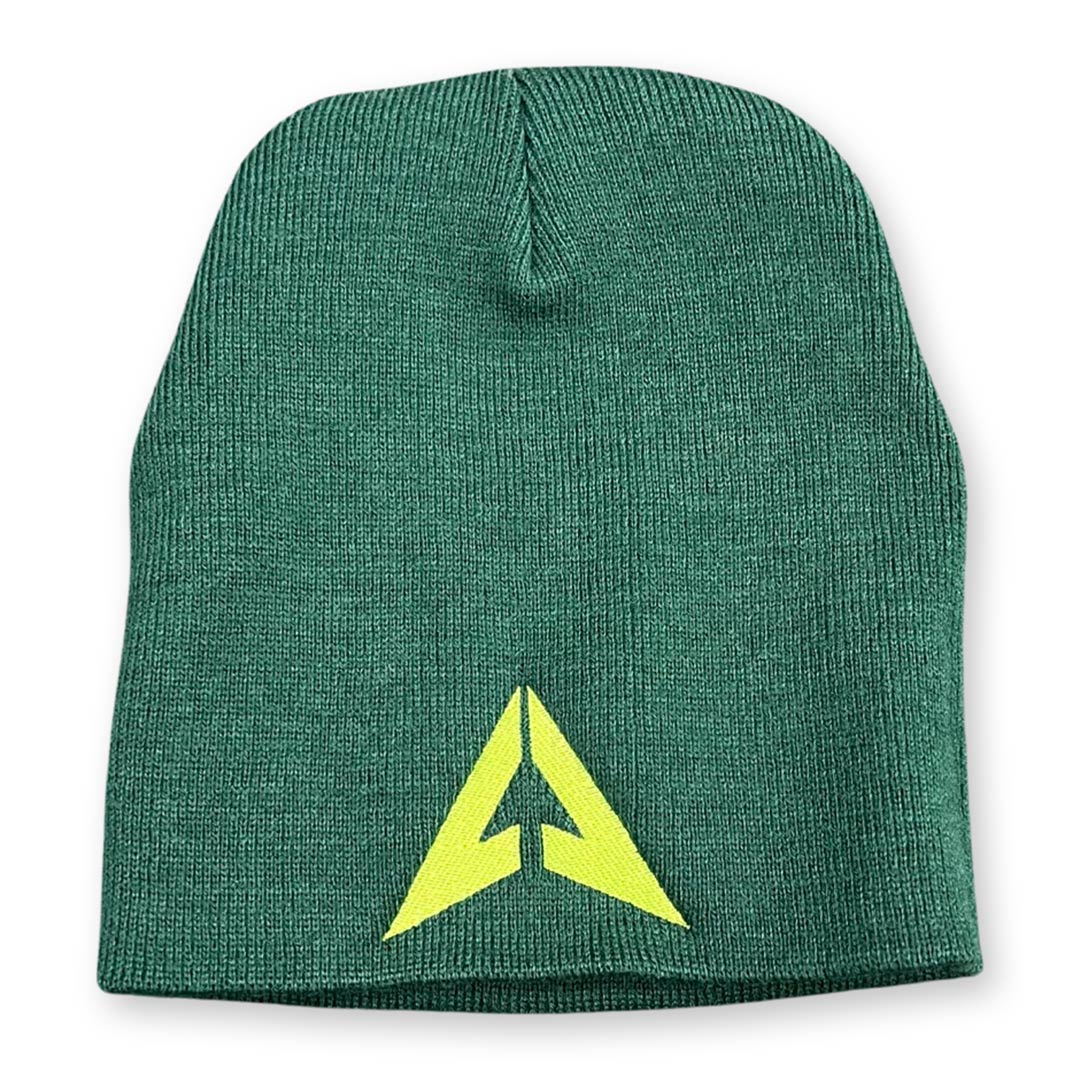 Beanie - LVL UP Icon Logo - Hunter Green with Lime