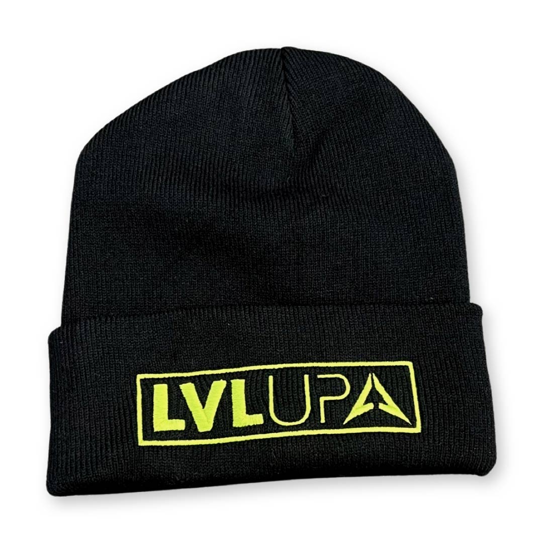 Beanie - LVL UP Trendy Logo - Black with Lime