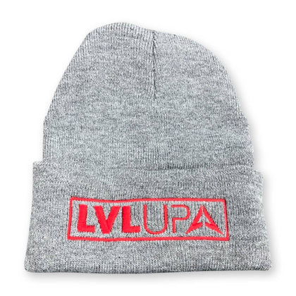 Beanie - LVL UP Trendy Logo - Grey with Red