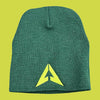 Beanie - LVL UP Icon Logo - Hunter Green with Lime