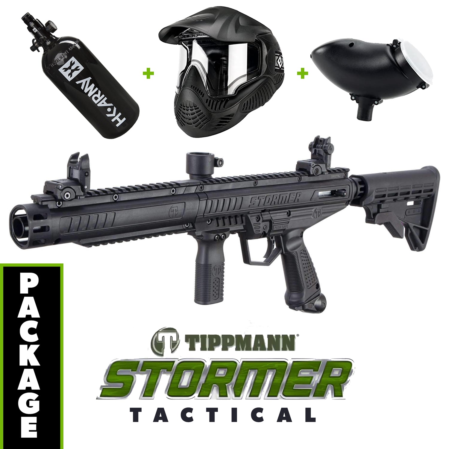 Tippmann Stormer - TACTICAL Edition COMBO Package with Tank, Hopper, Goggle